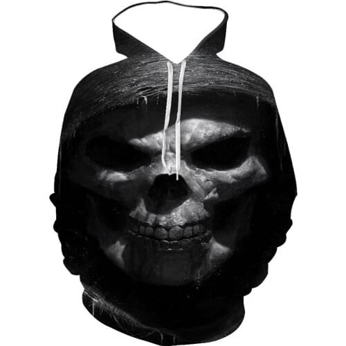 New MenS And WomenS Hoodie 3d Color Printing Nightmare Skull Series Round Tie Cap Long Sleeve Autumn And Winter Sportswear
