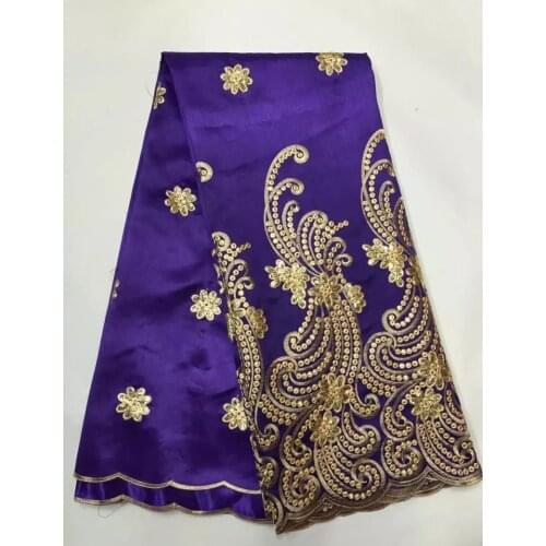 Wholesale Purple Sequin African Lace George High Quality Nigerian Lace Fabrics 2017 New Silk George Lace Fabric 5 Yards/Lot