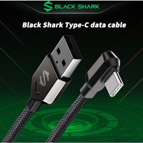 Original 1.8M Ultra length Black Shark Cable 3A Fast charging Right Angle USB Port to Type-c Data Cable