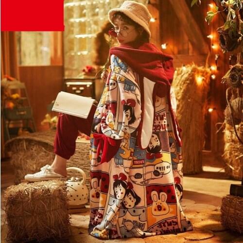 Sleepwear Womens Autumn and Winter Models Coral Velvet Thickened and Padded Long Sets of Winter Robe Facecloth Home Clothes