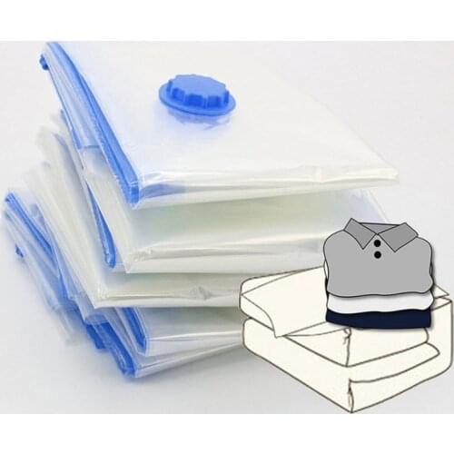 Plastic Transparent+blue Travel Package Bag Storage Bag Large Space Saver Saving Storage Vacuum Seal Compressed Travel Organizer