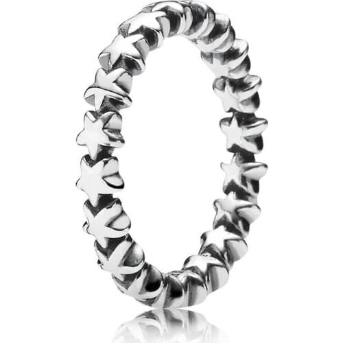 Authentic 925 Sterling Silver Star Trail Fashion Ring For Pandora Women Bead Charm Gift DIY Jewelry