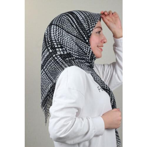 POLOİST LINEN FLAMLI SCARF BLACK WHİTE SERIES-PATTERN-12-RENK-04