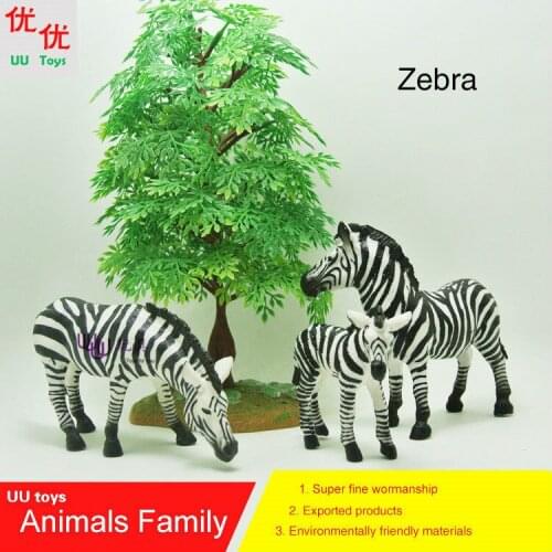 Hot toys: 3 Zebra (Equus zebra) family pack Simulation model Animals kids toys children educational props