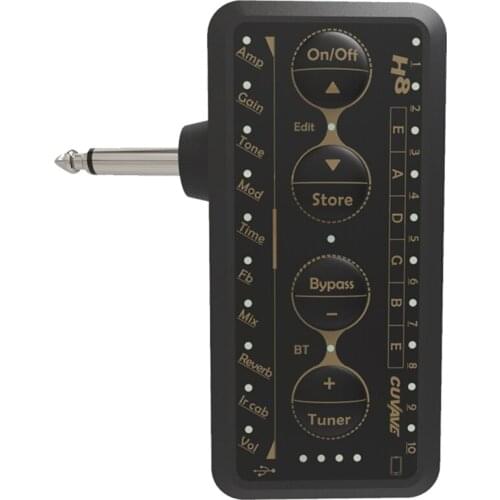 CUVAVE Portable Electric Guitar Amplifier H8 Mini Headphone Amp Built-in Delay Tuner Phaser Reverb Effect IR Cabinet Guitar Plug
