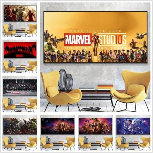 Marvel 10th Anniversary Poster Avengers Superhero Peripheral Canvas Painting Classic Movie Wall Art cafe dorm bar home Decor