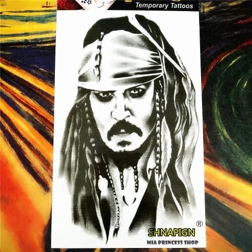 SHNAPIGN Pirate King Temporary Tattoo Body Art, 12*20cm Flash Tattoo Stickers, Waterproof Fake Tatoo Henna Tatto Wall Sticker