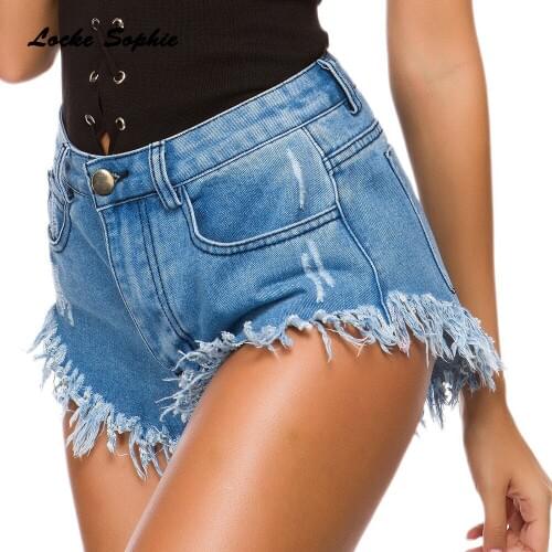 High waist Womens Sexy super denim shorts Summer denim cotton Tassels Splicing shorts Ladies Skinny club super short jeans