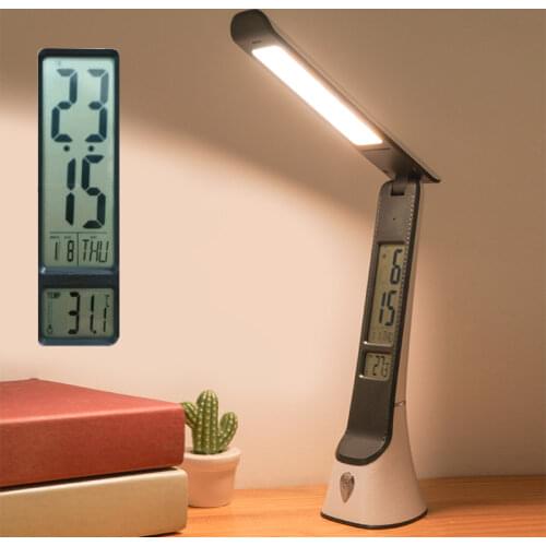 LED Desk Lamp LCD Screen Table Lamps for Office Home Decor New Style Foldable Light Lamp With Alarm Clock Calendar Thermometer