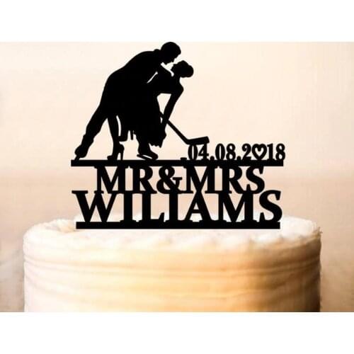 Hockey Theme Wedding,Wedding Hockey Cake Topper,Hockey Wedding Cake Topper with date,Hockey Fan Wedding,Hockey party Cake Topper