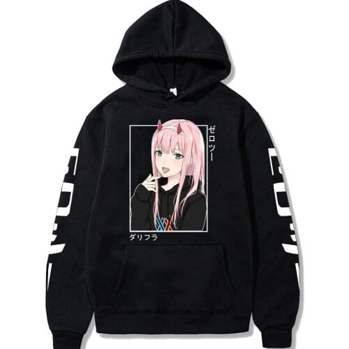 Anime Darling In The Franxx Zero Two Hoodies Harajuku Casual Streetwear Graphic Sweatshirts Unisex Hoodies Anime Hoodie