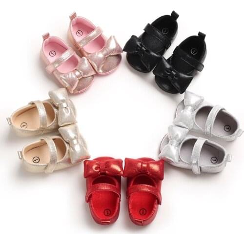 Prewalker 0-18 Months Baby Bow Toddler Shoes Soft Soles Breathable Baby Shoes Cute All-Match Princess Shoes