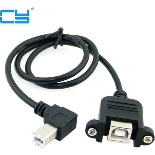 Degree Right Angled USB B Male type to Female extension cable with screws for Panel Mount 50cm 100cm