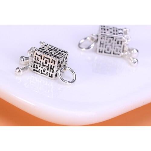 925 Sterling Silver Thai Silver Vintage Pendant Accessories Hollow Double Happiness Lantern Pendant DIY Bracelet Necklace Pendan