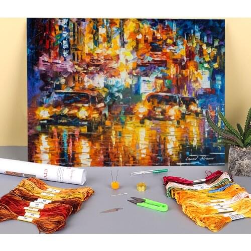 The Night Out Printed Fabric 11CT Cross-Stitch Embroidery Patterns DMC Threads Handiwork Knitting Needlework Jewelry