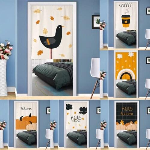 Nordic Cartoon Partition Fabric Curtain Bedroom Kitchen Half Panel Curtain Shower Blackout Curtain Home Decoration