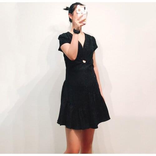 Patads French light luxury solid color Slim Fit Sexy V-neck short skirt spring and summer sleeveless lady dress r20689e