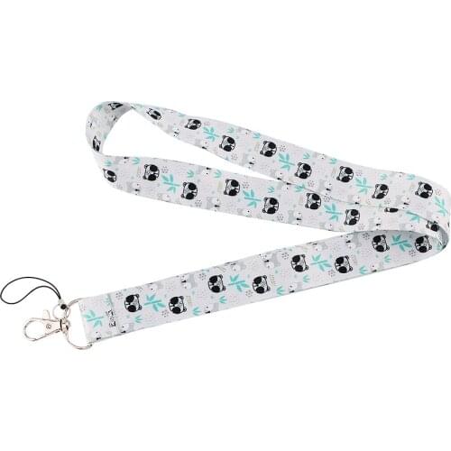 10pcs/lot J2967 Cartoon Panda Lanyard Keychain Lanyards for keys Badge Mobile Phone Rope Neck Straps Accessories For Animal Fan