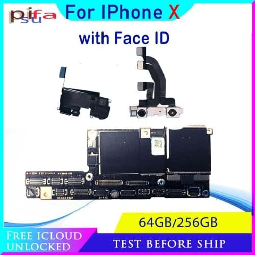 100% Original for iphone X Motherboard unlocked Mainboard with Face ID for iphone X Logic board 64GB 256GB with IOS System