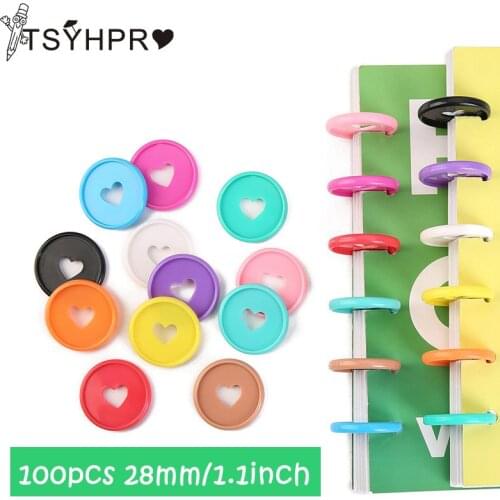 100 Pcs Loose Leaf Binder for Notebooks 28mm Solid Heart Binding Rings for Scrapbooking Diy Planner Discs