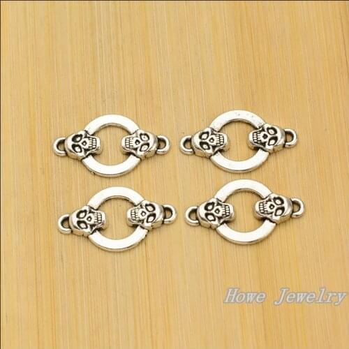 26 pcs Vintage skull Connector zinc alloy charms pendant DIY Bracelet Necklace metal jewelry accessories Making 01