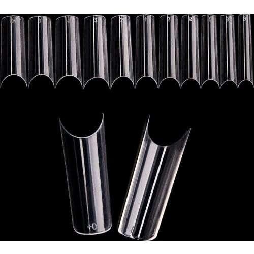 550Pcs/bag ABS Plastic Nature Transparent Clear False Artificial Nail Coffin Tip DIY Nail Tips Half Fake Cover 10 Sizes