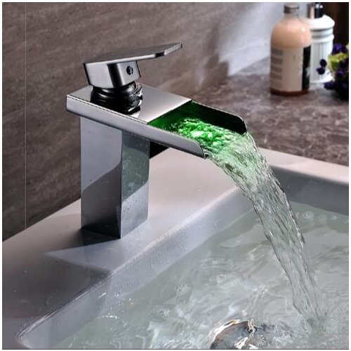 Fashion free shipping chrome Faucets Single Handle Tap Sink Faucet Tap Water Mixer Deck Mount Bathroom LED basin Faucet