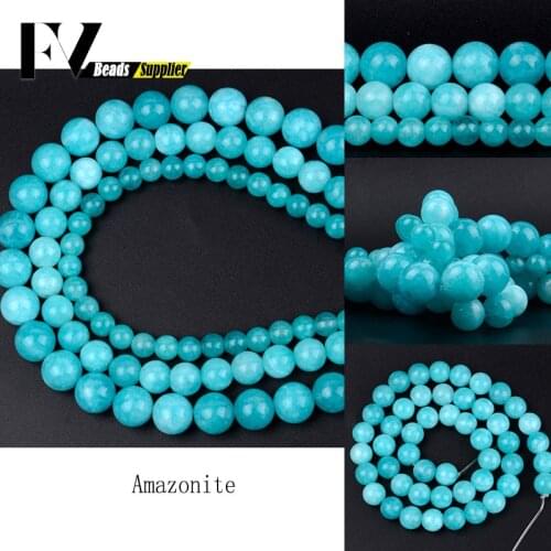Natural Stone Beads 6 8 10mm Amazonite Jades Round Beads for Jewelry Making Diy Bracelets Needlework Accessories Wholesale