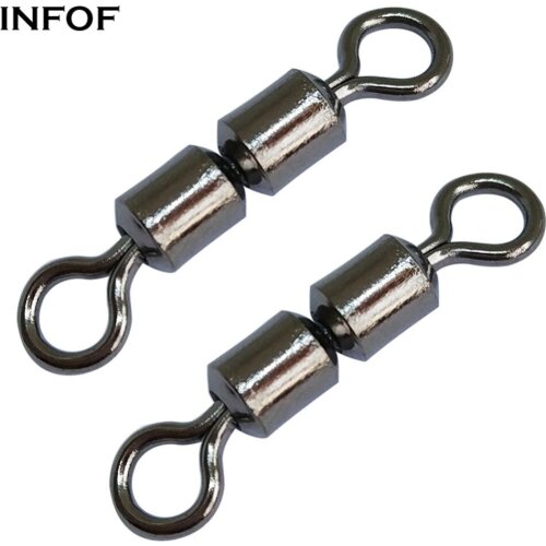 INFOF 200 pieces/lot Fishing Swivels High Speed Double Rolling Swivels Bass Fishing Tackle Carp Fishhooks Ice Fishing Connector