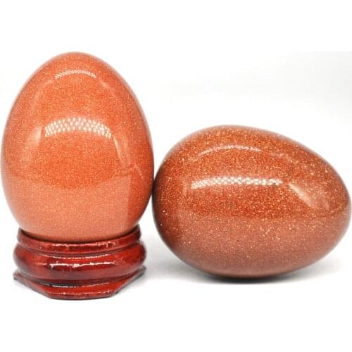 34x44mm Red Goldstone Sand Egg Shaped Stone Healing Natural Crystal Massage Minerale Gemstone Spiritual Decoration Collection
