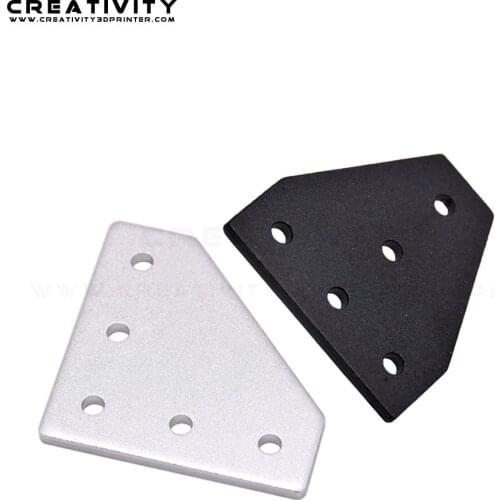 Creativity 2pcs/lot 5 Hole Black/Silver Joint Board Plate Corner Angle Bracket Connection Joint Strip for 2020 Profile bracket