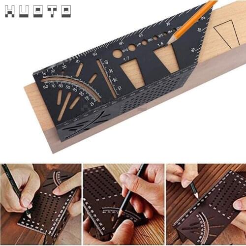 Multifunctional Angle Ruler 45 90 Degree Aluminum Alloy Accurate Woodworking Square Angle Ruler Marking Gauge Carpenter Tool