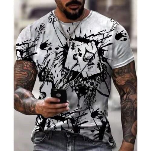 Horrible Skull Spades Poker T-Shirt Casual Men Summer 3D-Print Extra-Large T-Shirt 2021 Comfort Breathable T-Shirt 110-6XL