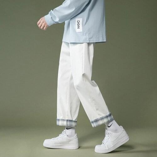 Summer Handsome Mens Casual 2021 Male Straight Loose Tide Brand Korean Version Of Trend Ankle-Length Pants Ins Pants