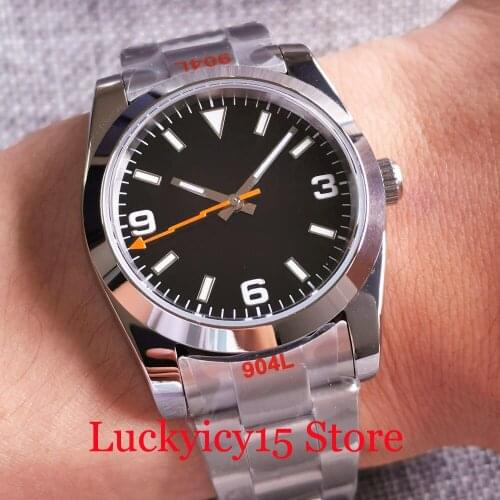 BLIGER Polish 36mm/39mm Selfwinding Men Watch 21 Jewels MIYOTA 8215 Orange Second Hand Oyster Bracelet Glide Lock