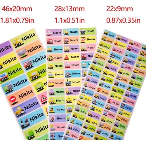 New Boy Cartoon Cars Pattern Custom Personal Name Stickers Transportation Waterproof Tag Label For Scrapbook School Stationery