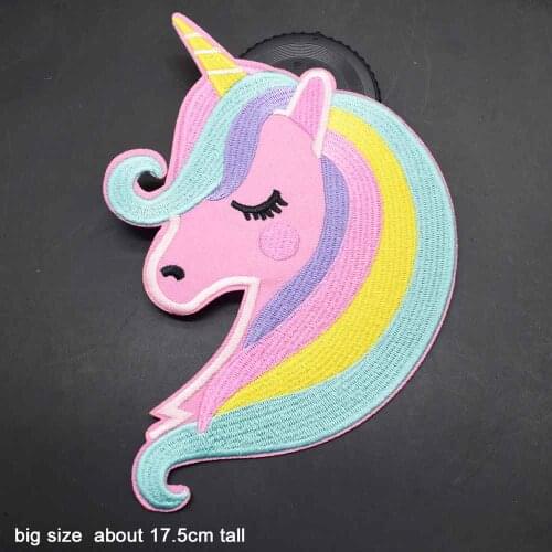 Pink Colourful Unicorn Flower Iron On Embroidered Clothes Patch For Woman Hat Purse Girl Skirt Jean Clothing Apparel Accessories