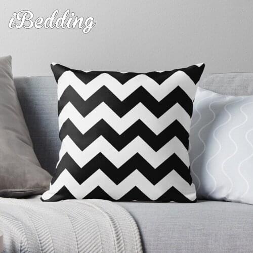 Black And White Chevron Stripes Throw Pillow Cushion Cover Polyester Throw Pillows Case On Sofa Home Living Room Decor
