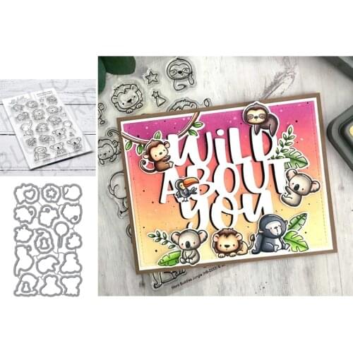 2021 New Monkey Lion Sloth Metal Cutting Dies and Clear Stamps Scrapbooking Craft Stencil Seal Sheet Decor Embossing Template