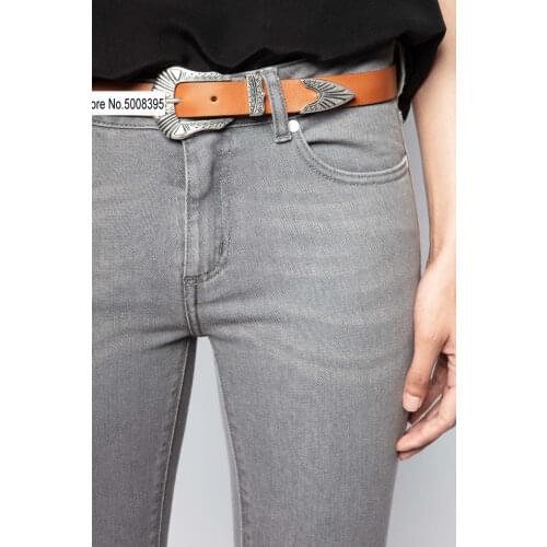2021SS New Woman Fashion Camel Color Metal Buckle Leather Belt FOR DRESS PANTS