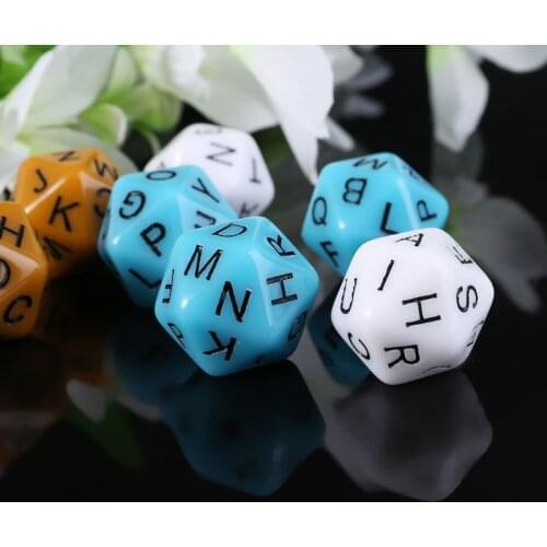 2021 New 7pcs/set 20-Sided D20 English Alphabet Letters Dials Board Game Accessories For Kids Educational Toys