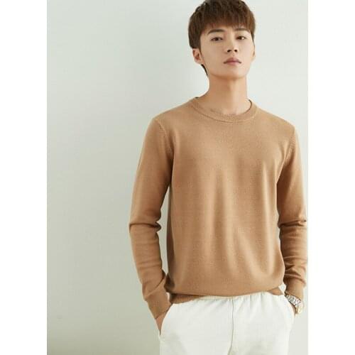 MRMT 2021 Brand New Mens Autumn Mens Sweater Round Neck Solid Color Long Sleeve Wear Knitwear Thin Loose Bottom Line ShirtTide