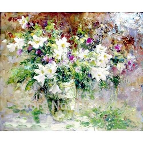 Palette knife painting handmade impression canvas paintings for wall decoration modern flower oil painting for room or wedding