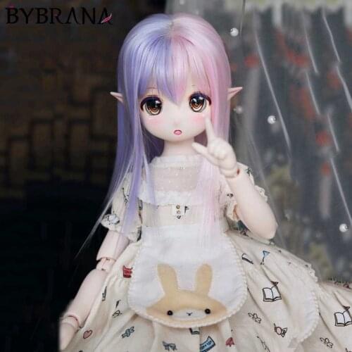 Bybrana Bjd Doll Wig 1/3 1/4 1/6 1/8 With Bangs Two-Color Stitching Long Straight Hair