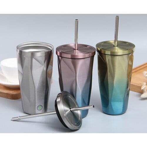 Carrying Cup with Lid 17oz Stainless Steel Tube Cup with Lid and Straw | Insulation and Cold Storage Car Cup Vacuum Cup