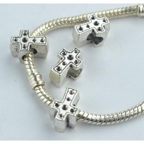 15 pcs alloy beads cross charm tibetan silver diy beads for European bracelet jewelry making 1826
