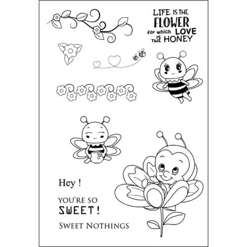 Cartoon Bee Clear Stamps For DIY Scrapbooking/Card Making/Album Decorative Silicone Stamp Crafts