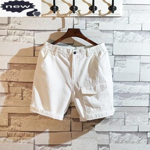 Men Summer Casual Beach Loose Fit Cargo Pockets Solid Color Streetwear Knee Length Male Trousers Zipper Fly Shorts