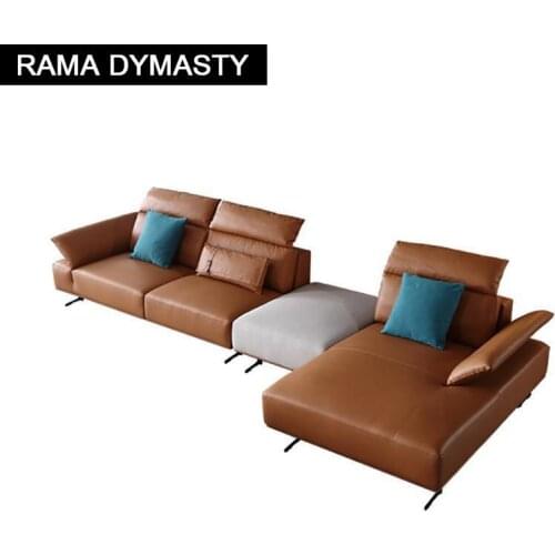 Modern minimalist living room leather sofa small apartment sofa set combination