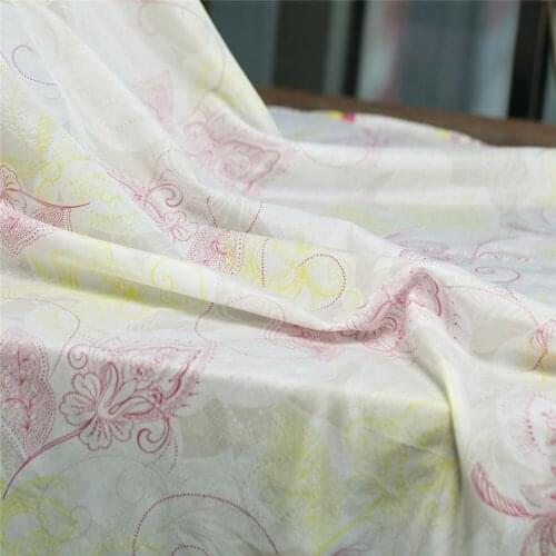 Printed leaves/floral/love heart pattern silk blends cotton fabric,thin and soft,sewing for dress,skirt,shirt,craft by the yard